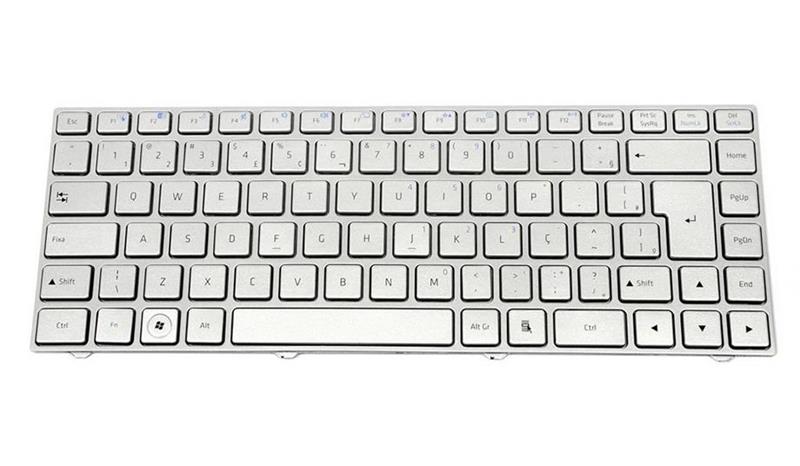 Teclado Para Notebook Positivo N9410 8520 N9300 N9350 8520 8775 SW6 Aesw6601020 Wifi F11 Com Moldura - Prata