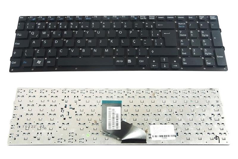 Teclado Para Notebook Sony Vaio VPC-F291 VPC-F23BFX VPC-F234FX/B VPC-F22BFX - Sem Moldura - Preto