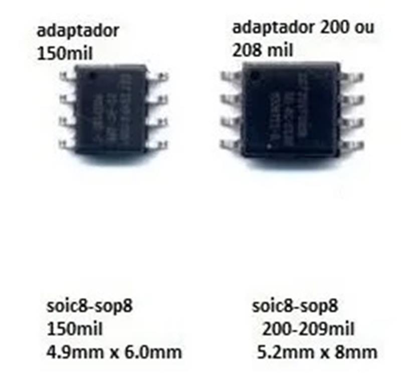 Adaptador Soquete 200-209Mil Smd Soic8 Sop8 Dip8 Eprom Bios
