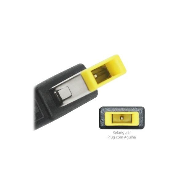 Fonte Carregador Lenovo 20V 4.5A 90W - 11x4.5mm - Conector Retangular USB - Com Logo Lenovo