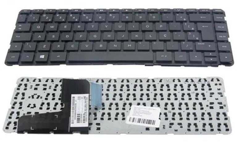 Teclado Para Notebook HP 14-D027 14-D 14-N 14-F 240 G2 14-N050BR 14-N020BR 14-N040BR 14-R052 V139202AR1 - Sem Moldura - Preto