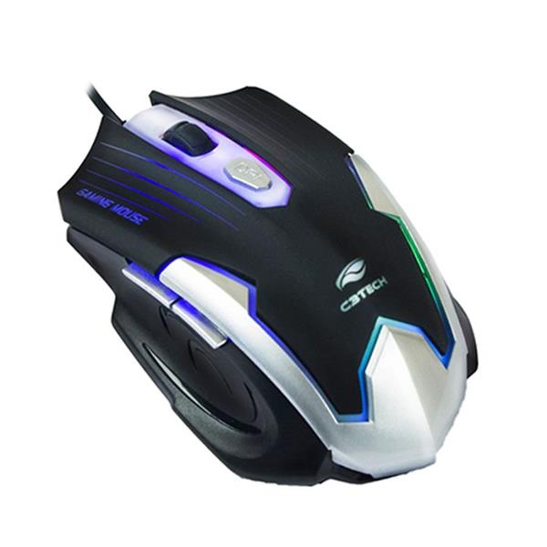 Mouse Gamer USB 2400DPI - Preto-Prata - MG-11 - C3Tech