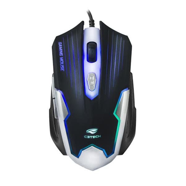 Mouse Gamer USB 2400DPI - Preto-Prata - MG-11 - C3Tech