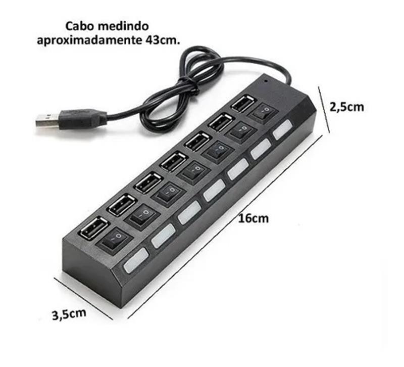 Hub USB 2.0 - 7 Portas - HB-T57