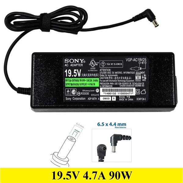 Fonte Carregador Sony Vaio 19.5V 4.7A 90W - 6.5x4.4mm - Logo Sony