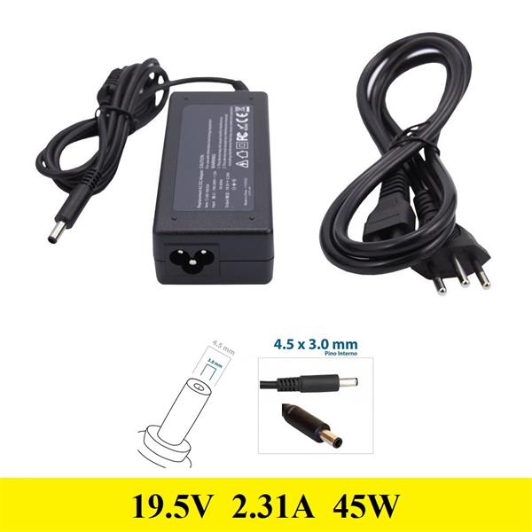 Fonte Carregador Dell 19.5V 2.31A 45W - 4.5x3.0mm - XPS 45W