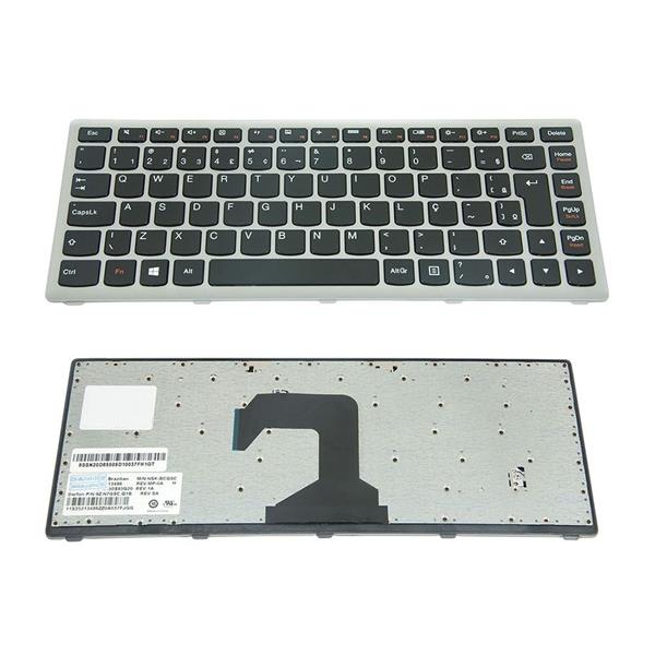 Teclado Para Notebook Lenovo Ideapad S300 S400 S400T S405 - Com Moldura - Prata Cinza