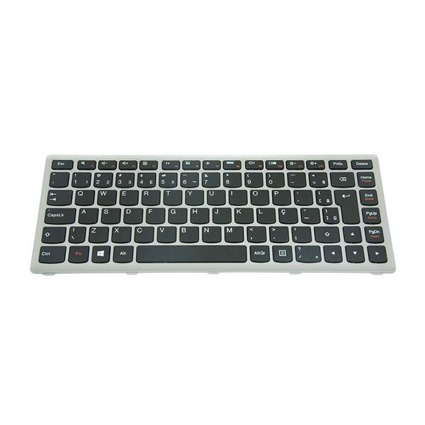 Teclado Para Notebook Lenovo Ideapad S300 S400 S400T S405 - Com Moldura - Prata Cinza