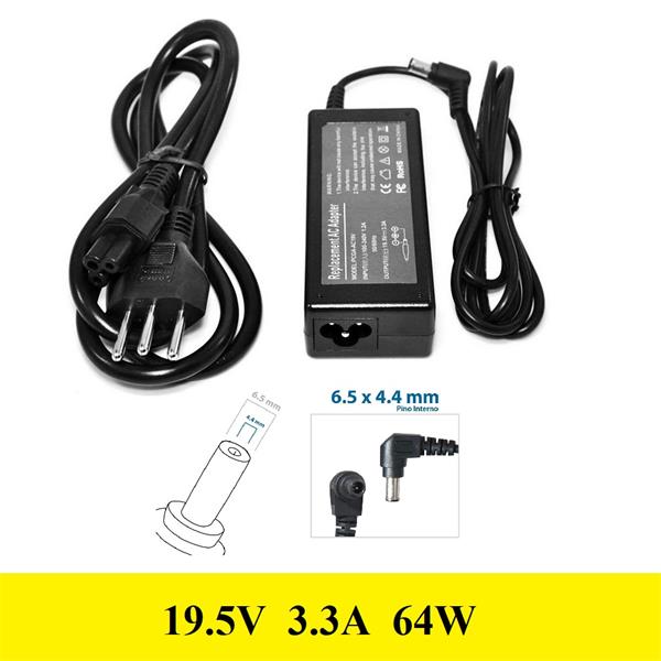 Fonte Carregador Sony Vaio 19.5V 3.3A 64W - 6.5x4.4mm