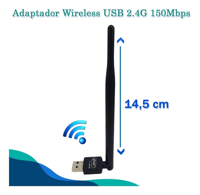 Adaptador Wifi Wireless USB Com Antena - 150Mbps KP-AW156
