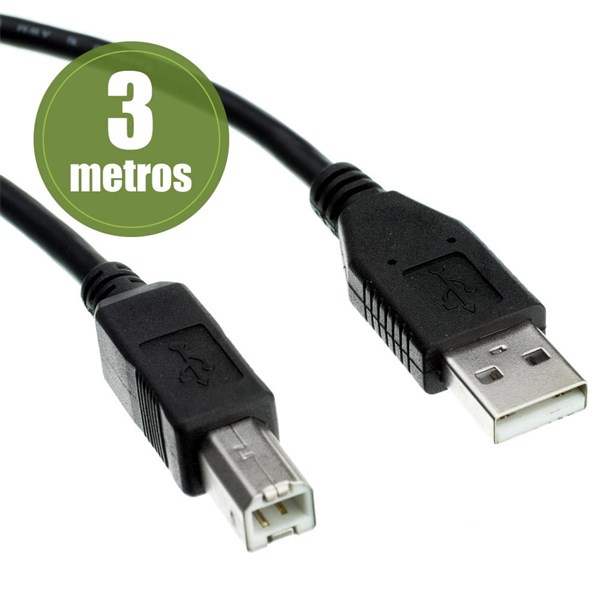 Cabo USB Para Impressora - Cabo Para Impressora USB - 3 Metros