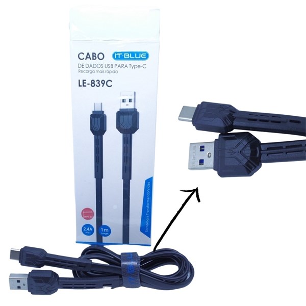 Cabo Celular USB Tipo C Type C - 1m - LE-839C - It-Blue