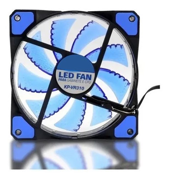 Cooler FAN Para Gabinete e CPU 12x12cm - Com LED Azul - KP-VR310