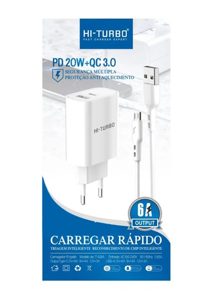 Carregador Celular Tipo C 6A - T-921C - HITURBO