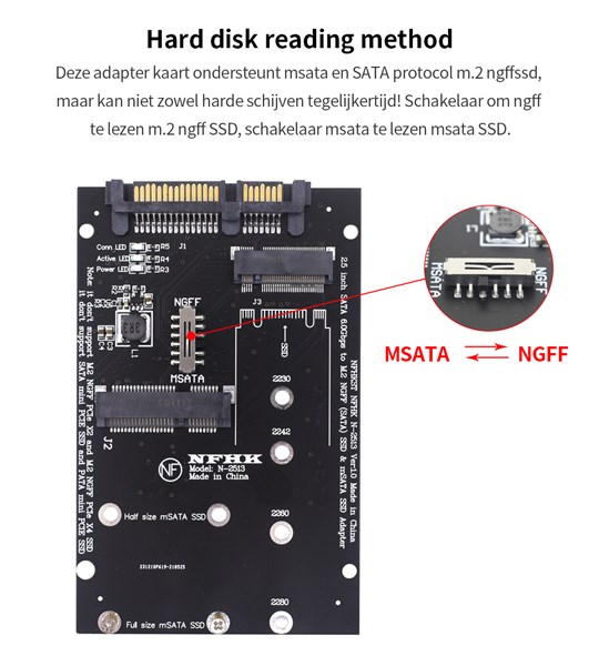 Adaptador SSD M.2 SATA NGFF mSata Para Sata 2.5"