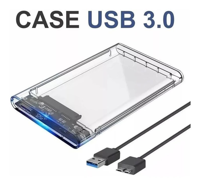 Case Para HD e SSD 2.5" - Transparente - USB 3.0