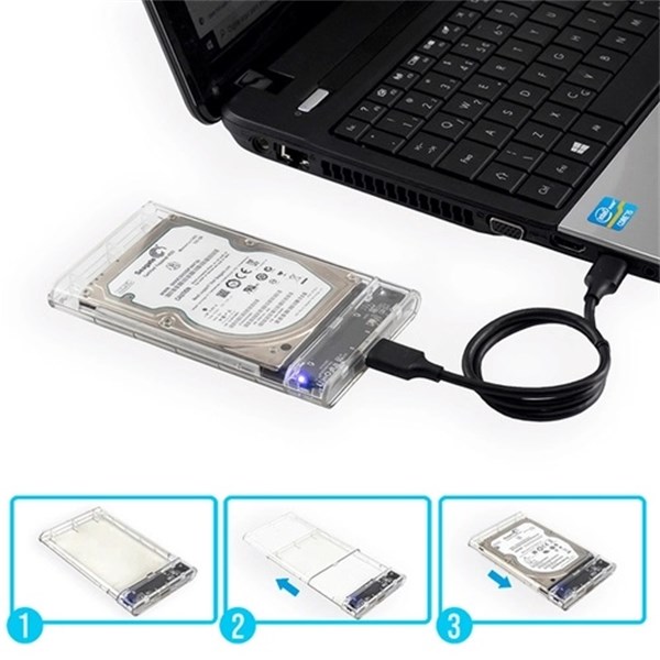Case Para HD e SSD 2.5" - Transparente - USB 3.0