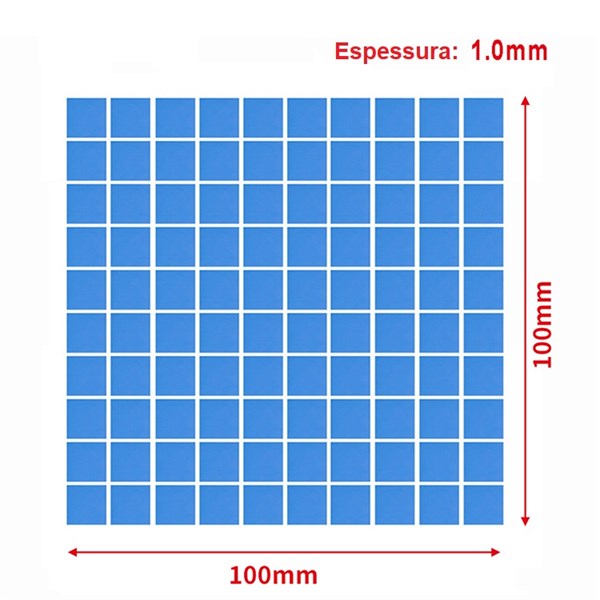 Thermal Pad Dissipador Térmico - Espessura 1mm - Tamanho 1x1cm - 6.0w/mk - Cartela com 100 unidades