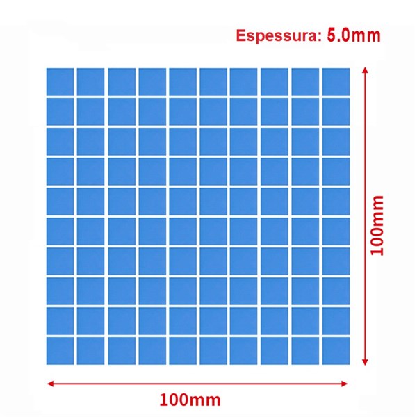 Thermal Pad Dissipador Térmico - Espessura 2mm - Tamanho 1x1cm - 6.0w/mk - Cartela com 100 unidades