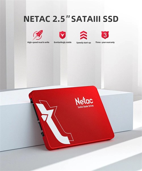 SSD 128GB Sata III 6GBs 2.5" Metal Vermelho - Netac