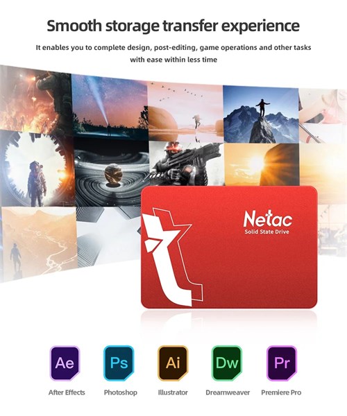 SSD 128GB Sata III 6GBs 2.5" Metal Vermelho - Netac
