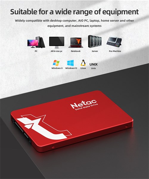 SSD 128GB Sata III 6GBs 2.5" Metal Vermelho - Netac