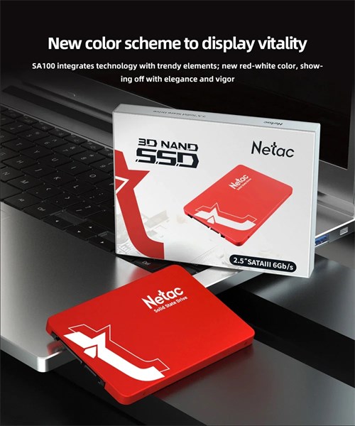 SSD 128GB Sata III 6GBs 2.5" Metal Vermelho - Netac