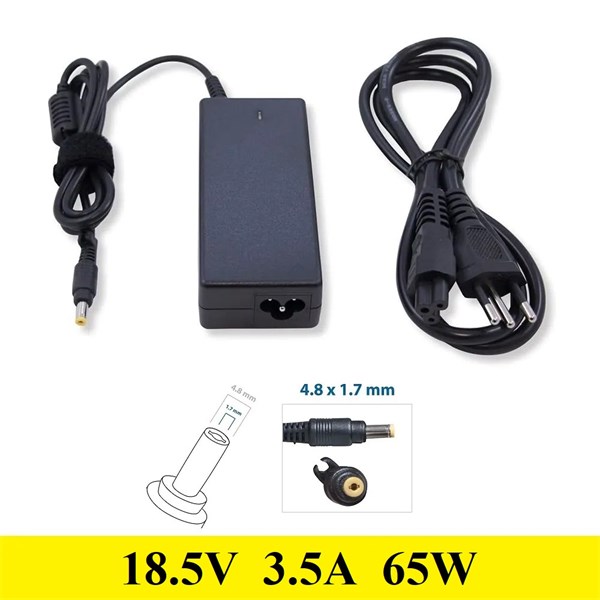 Fonte Carregador HP 18.5V 3.5A 65W - 4.8x1.7mm - Logo HP