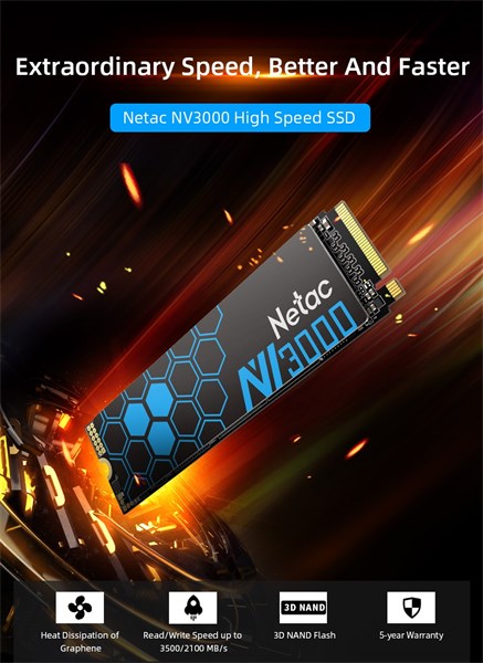 SSD 1TBGB M.2 NVMe PCIe 2280 NV3000 - Netac