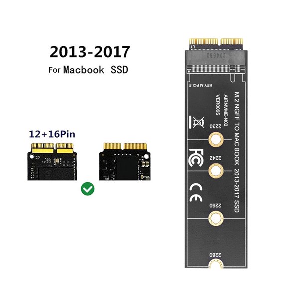 Adaptador SSD M.2 NVMe Para Macbook A1398 A1502 A1465 A1466 2013 2014 2015 2016 2017 iMac A1418 2013 2017 - 12+16 Pinos