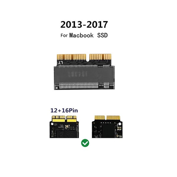 Adaptador SSD M.2 NVMe Para Macbook A1398 A1502 A1465 A1466 2013 2014 2015 2016 2017 iMac A1418 2013 2017 - 12+16 Pinos