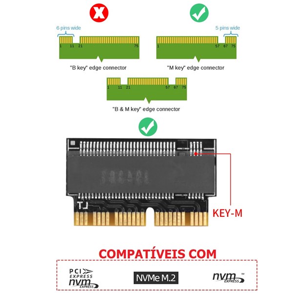 Adaptador SSD M.2 NVMe Para Macbook A1398 A1502 A1465 A1466 2013 2014 2015 2016 2017 iMac A1418 2013 2017 - 12+16 Pinos
