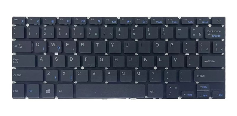 Teclado Para Notebook Multilaser Legacy PC101 PC102 PC103 PC107 PC120 PC121 PC132 PC135 - Com Tecla Power - Sem Moldura - TC1037