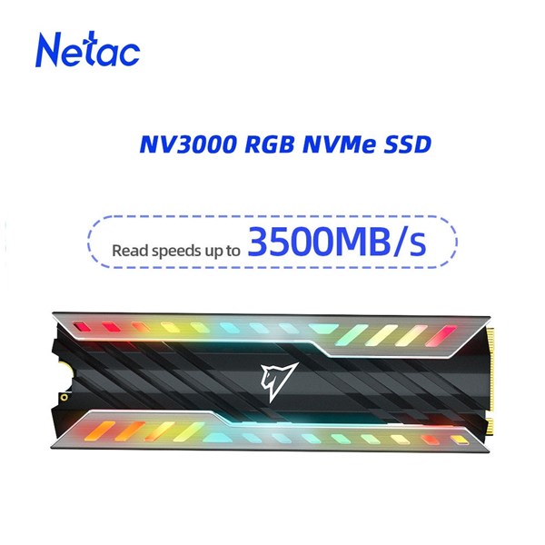 SSD 500GB M.2 NVMe NV3000 Com LED RGB - Com Dissipador - Netac