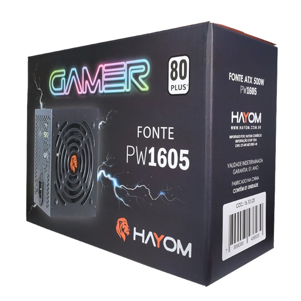 Fonte Para PC GAMER 500W ATX 80 PLUS - 110/220V - PW1605