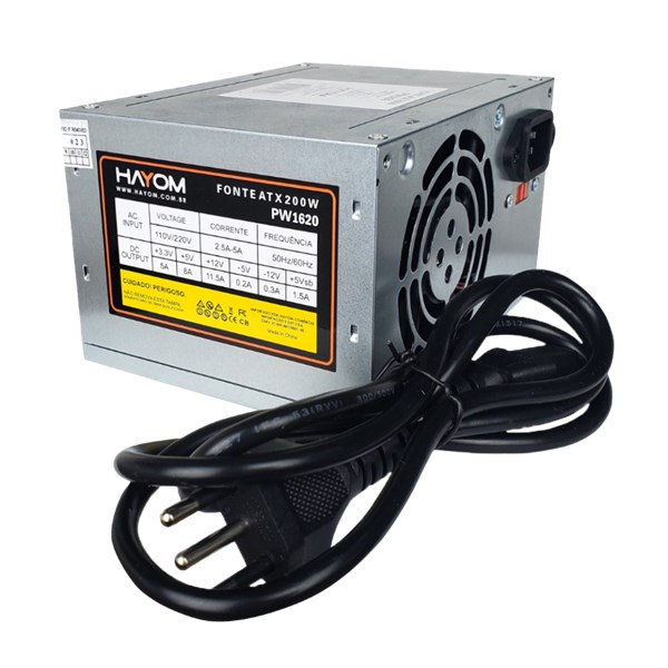Fonte ATX 200W - Cooler 8cm - PW1620 - Hayom