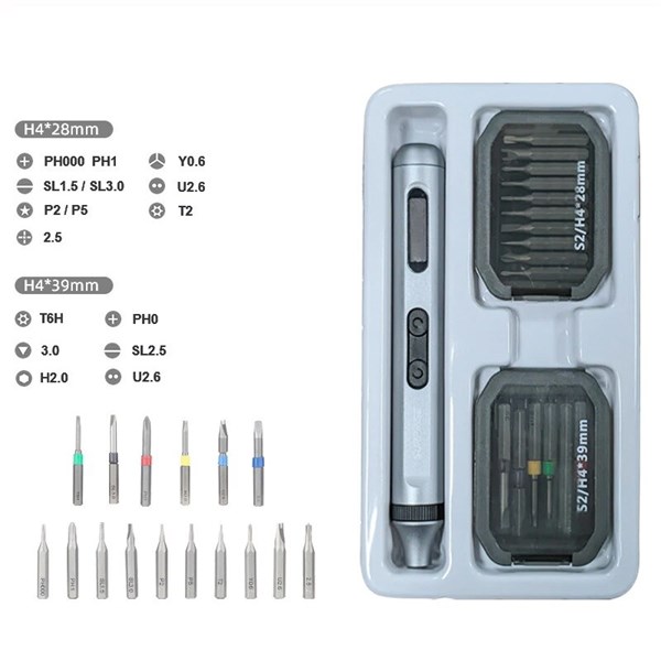 Chave Elétrica de Precisão Com LED - 17 Peças - Bits Magnéticos