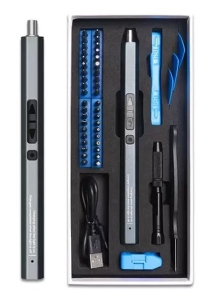 Chave de Fenda Elétrica de Precisão Com LED - 50 Peças - Bits Magnéticos