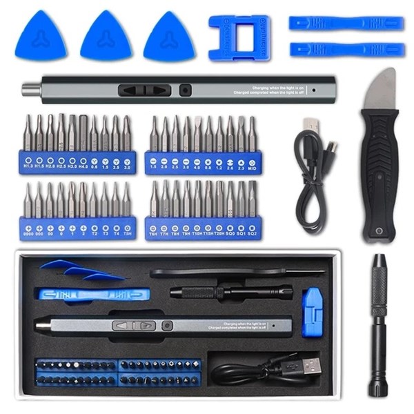 Chave de Fenda Elétrica de Precisão Com LED - 50 Peças - Bits Magnéticos