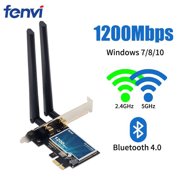 Adaptador Wifi Wireless PCI-e Dual Band 2.4G 5GHz 1200Mbps e Bluetooth 4.0