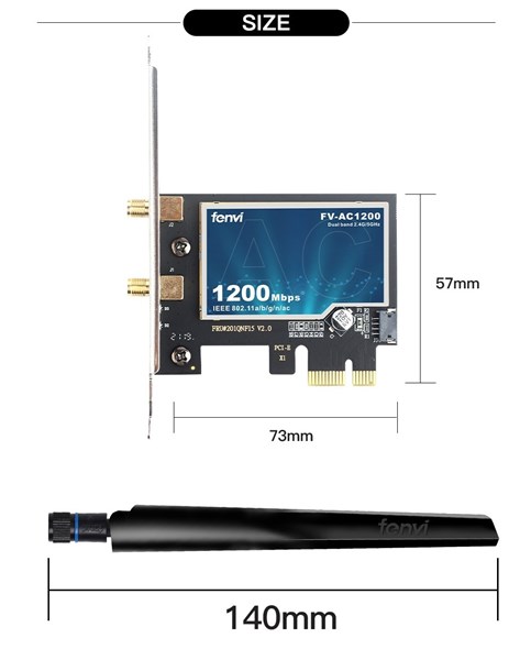 Adaptador Wifi Wireless PCI-e Dual Band 2.4G 5GHz 1200Mbps e Bluetooth 4.0