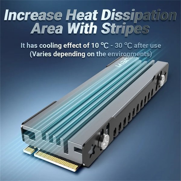 Dissipador Térmico Para SSD M.2 NVMe NGFF 2280 - 22x80mm - JEYI - Dissipador Para SSD NVMe