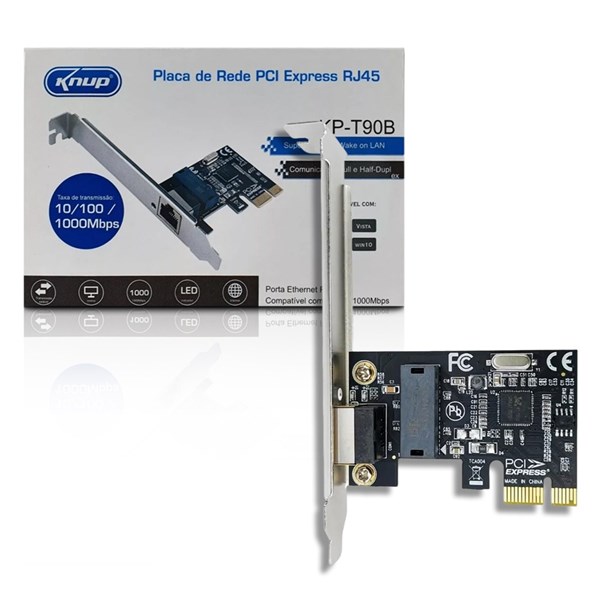 Placa de Rede PCIe Express RJ45 - 10/100/1000Mbps - KP-T90B