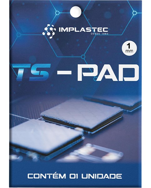 Thermal Pad Dissipador Térmico TS PAD 12,8 W/mK - Espessura 1mm - Tamanho 100x100mm - Implastec