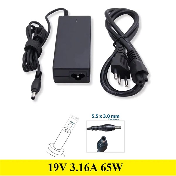 Fonte Carregador Samsung 19V 3.16A 65W - 5.5 x 3.0mm - RV410 RV411 RV415 RV419 RV420 NP270 NP275 NP300 NP370 R480