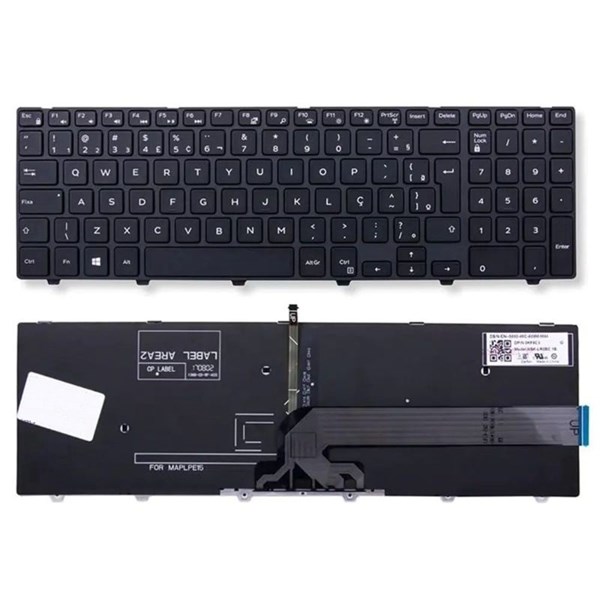 Teclado Para Notebook Dell 15-3000 15-5000 15-3567 15-5558 15-5547 15-5748 15-5545 17-5000 15 I15-5557-A10 P39F P40F P63F V147225BR - Com Led - Iluminado - Retro iluminado - Backlight - TC605