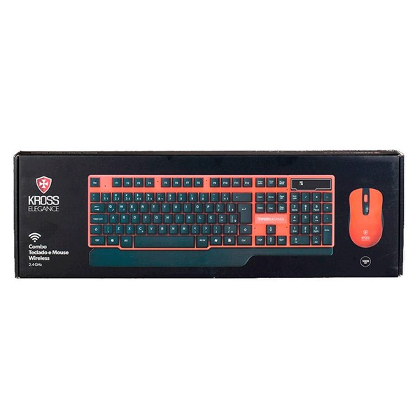 Combo Teclado e Mouse Sem Fio - Preto/Vermelho - KE-KM553V1 2 -  Kross Elegance