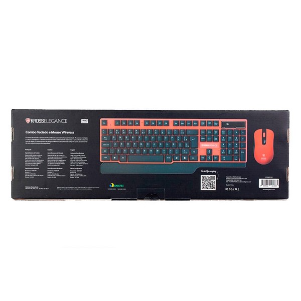 Combo Teclado e Mouse Sem Fio - Preto/Vermelho - KE-KM553V1 2 -  Kross Elegance