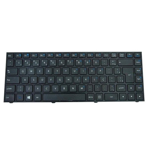 Teclado Para Notebook Positivo Premium XS3210 XS4005 XS4200 XS4210 XS7010 XS7410 XS7210 XS8210 XS8320 Philco 14M MP-12R78PA-43022 6-80-W9400-331-1P - Com Moldura Preta