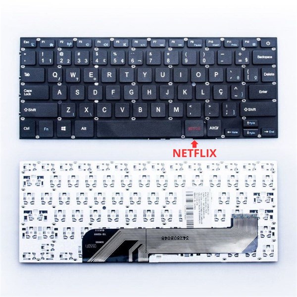 ​​​​​​​Teclado Para Notebook Multilaser Legacy PC250 PC260 PC310 PC311 - Wifi F2 - Tecla Power - Tecla Netflix - Sem Moldura - TC1103